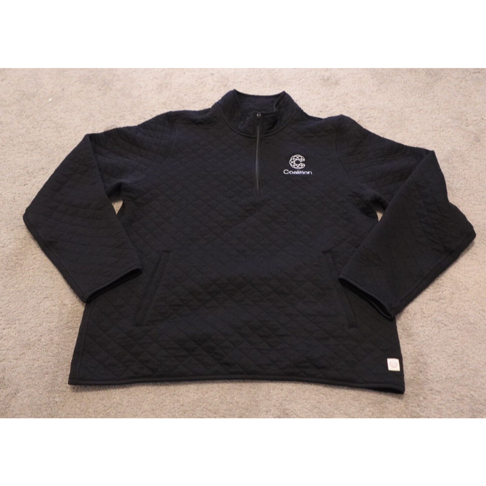 Marine Layer Jacket Women's Size‎ XL Black 3/4 Zip Quilted Pullover Jacket